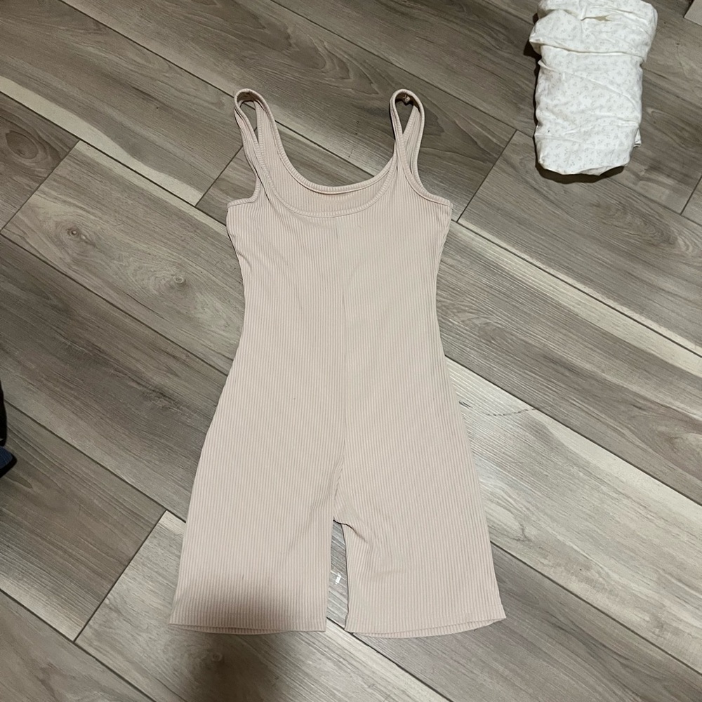 Beige Ribbed Romper
